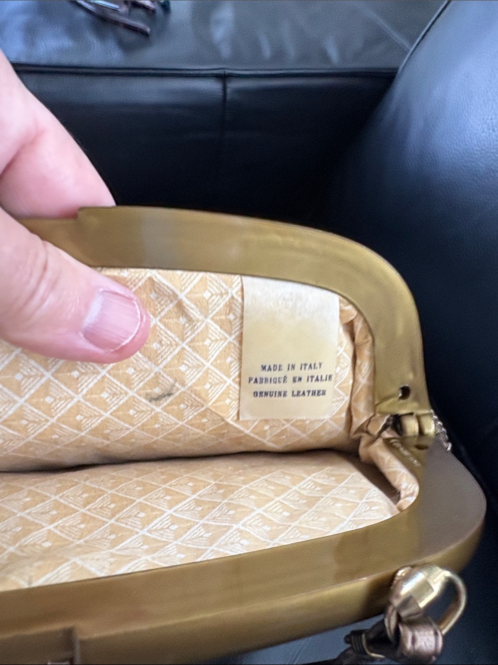 Vintage Leather chevron Quilted Evening Bag With Slim Leather Shoulder Stap - Picture 7 of 10